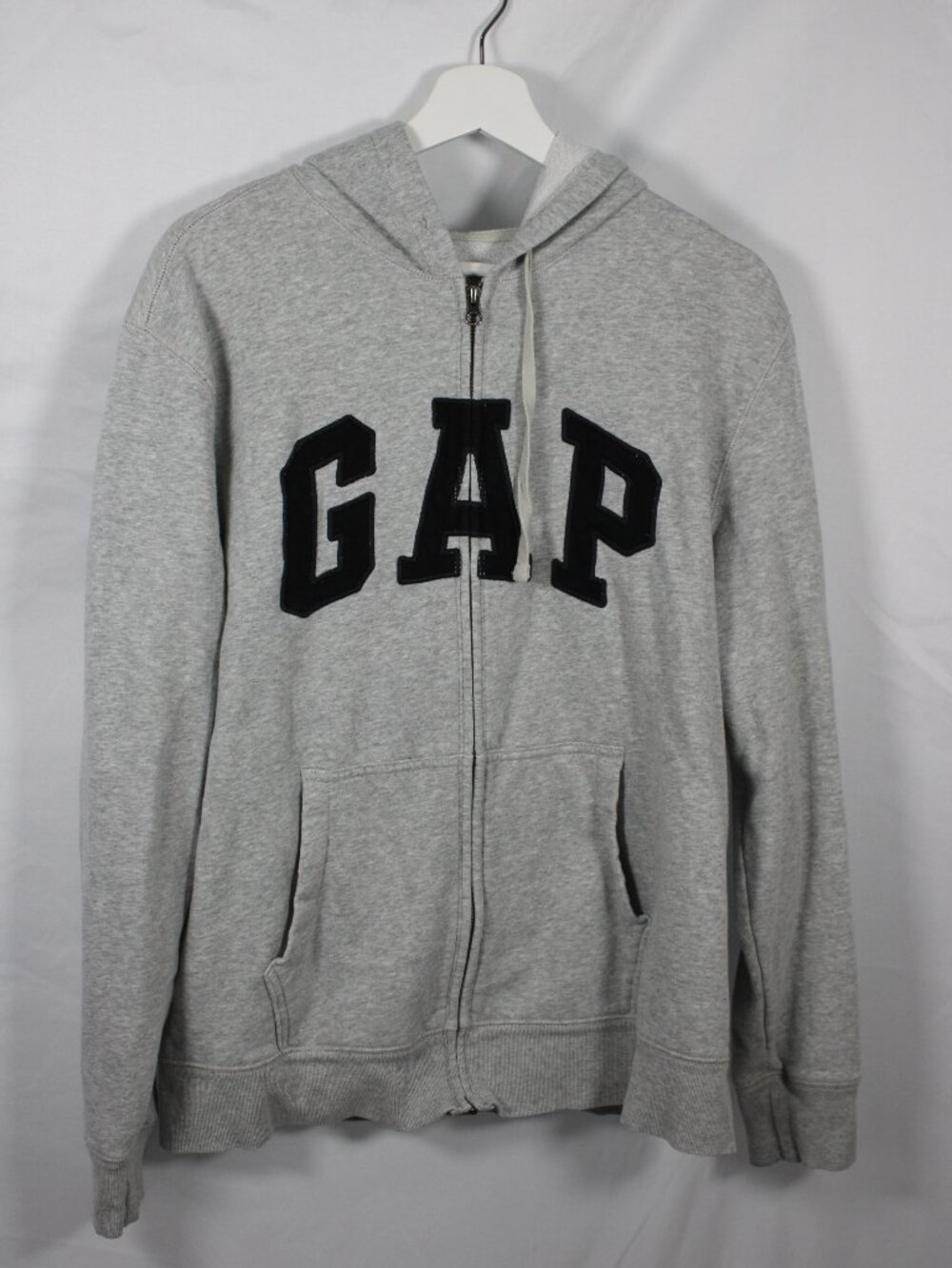 Gap Gray Full Zip Hoodie Sweatshirt Jacket Size Large Missing Drawstring READ